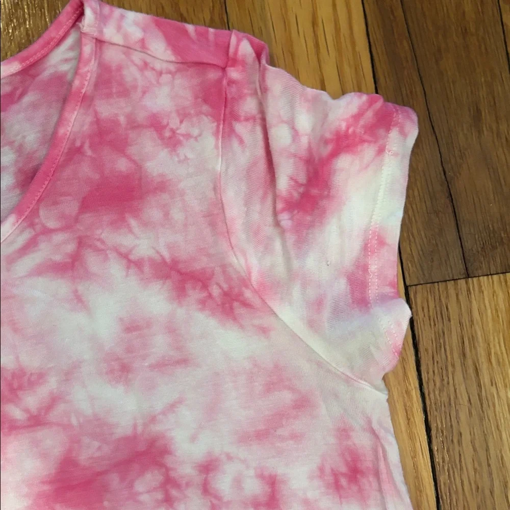 Justice Pink and White Tie-Dye Short Sleeve Tunic Tee